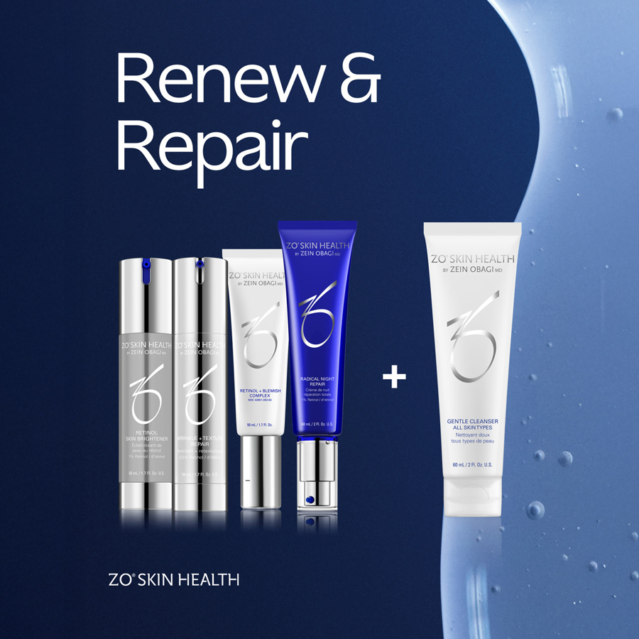 Kjøp ditt favoritt ZO retinol produkt for å bedre hudens tekstur, hudtone & fine linjer, få en ZO Gentle Cleanser 60 ml i gave!